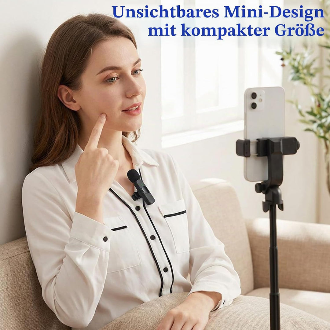 Kabelloses Lavalier Mikrofon 2 PCS für iPhone/Android, Mikrofon Handy, Mini Klein Ansteckmikrofon US