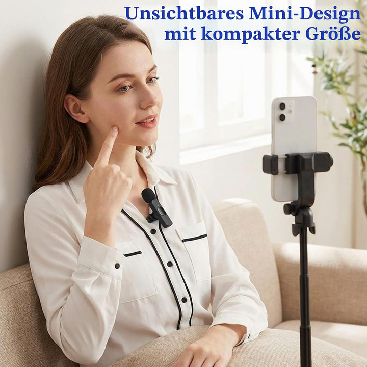 Kabelloses Lavalier Mikrofon 2 PCS für iPhone/Android, Mikrofon Handy, Mini Klein Ansteckmikrofon US