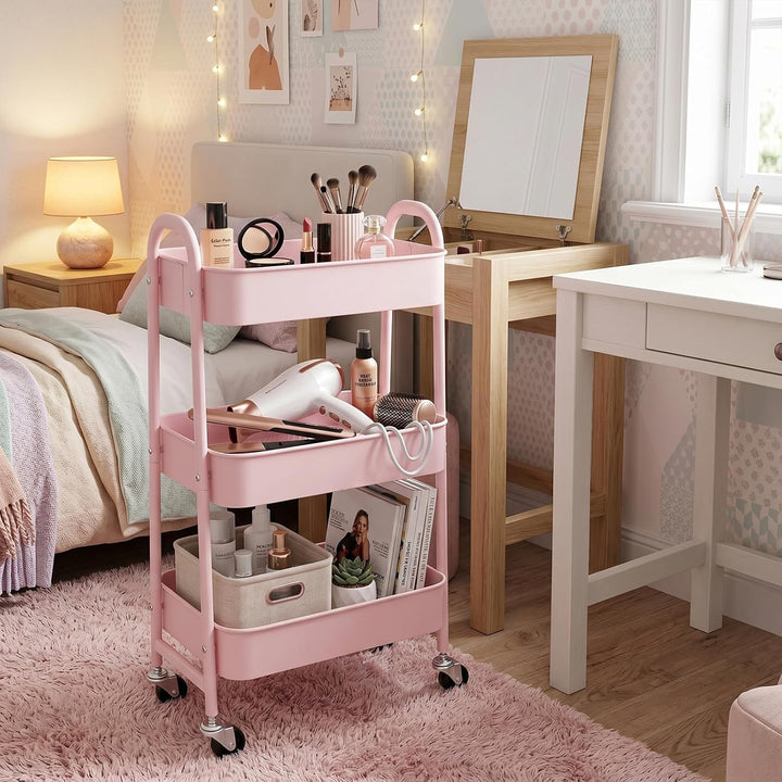 DOEWORKS Aufbewahrungswagen 3-Etagen Metall Utility Cart Rollwagen Organizer Wagen mit Rädern für Kü