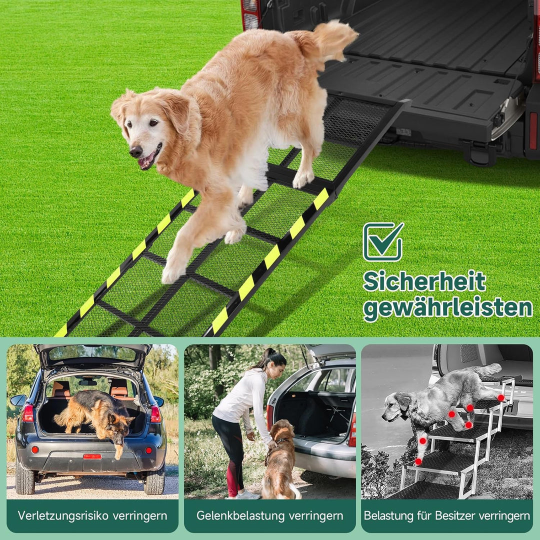 Viugreum 189x50cm Hunderampe Auto Klappbar, Rampe Hund für SUVs und LKWs, hunderampen Tragkraft über