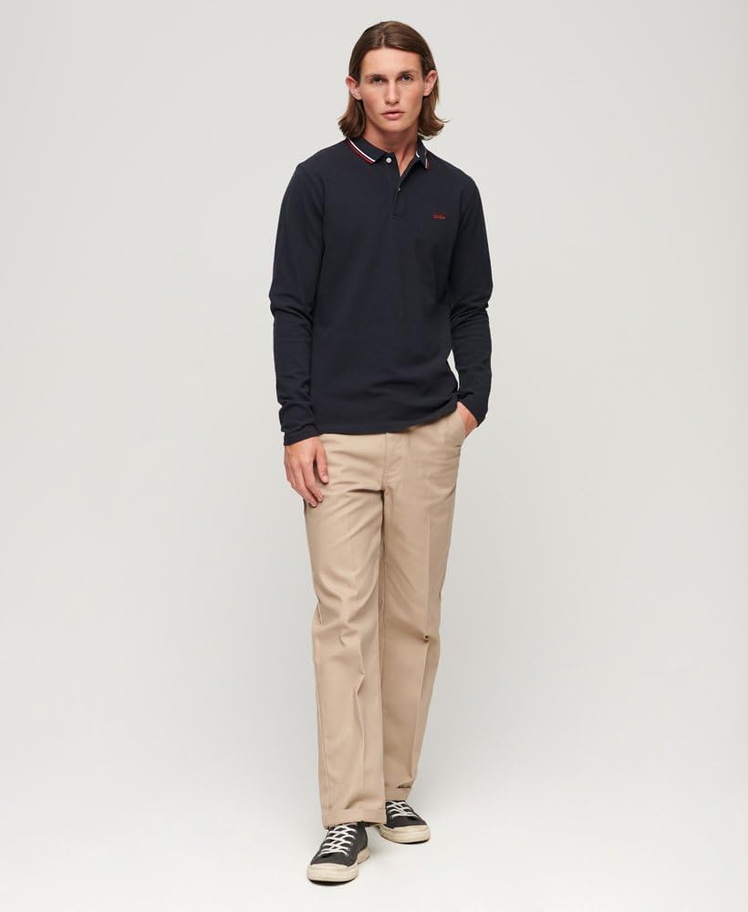 Tipped Long Sleeve Polo Shirt Kurzarm Shirt,