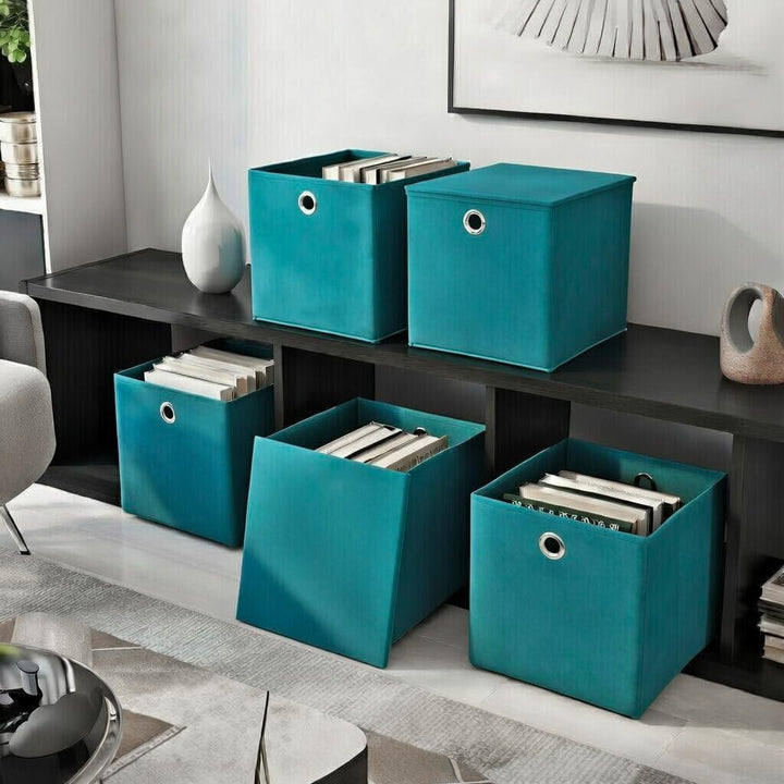 StickandShine 4er Set Türkis Faltbox 28 x 28 x 28 cm Aufbewahrungsbox faltbar mit Deckel, Türkis