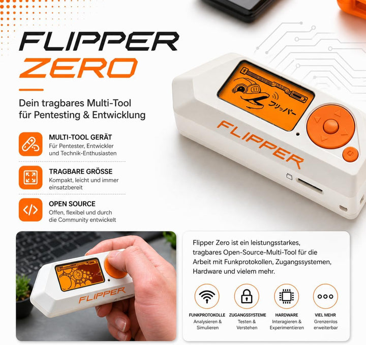 Flipper Zero Basic Set | Flipper Zero | Silikonhülle | USB-C Kabel | Anleitung