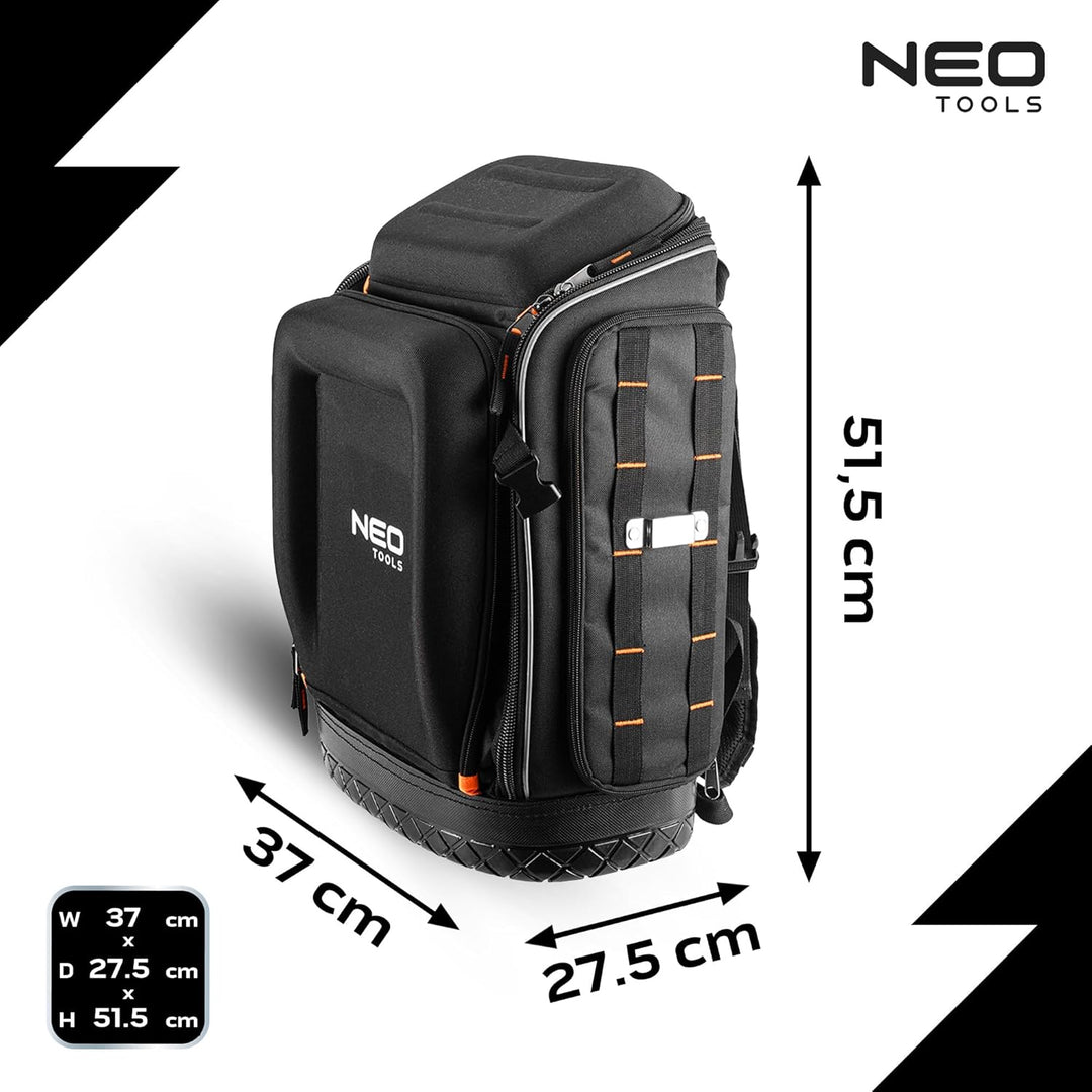 NEO TOOLS Elektriker Werkzeugrucksack 31-tlg. - mit Werkzeugen für einen Elektriker | 26 Taschen, Mo