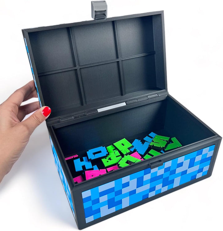 XXL Kinder Truhe - 3D-Spielbox im Pixelstil - Bunte Dekoration für Kinderzimmer - Leicht und geräumi