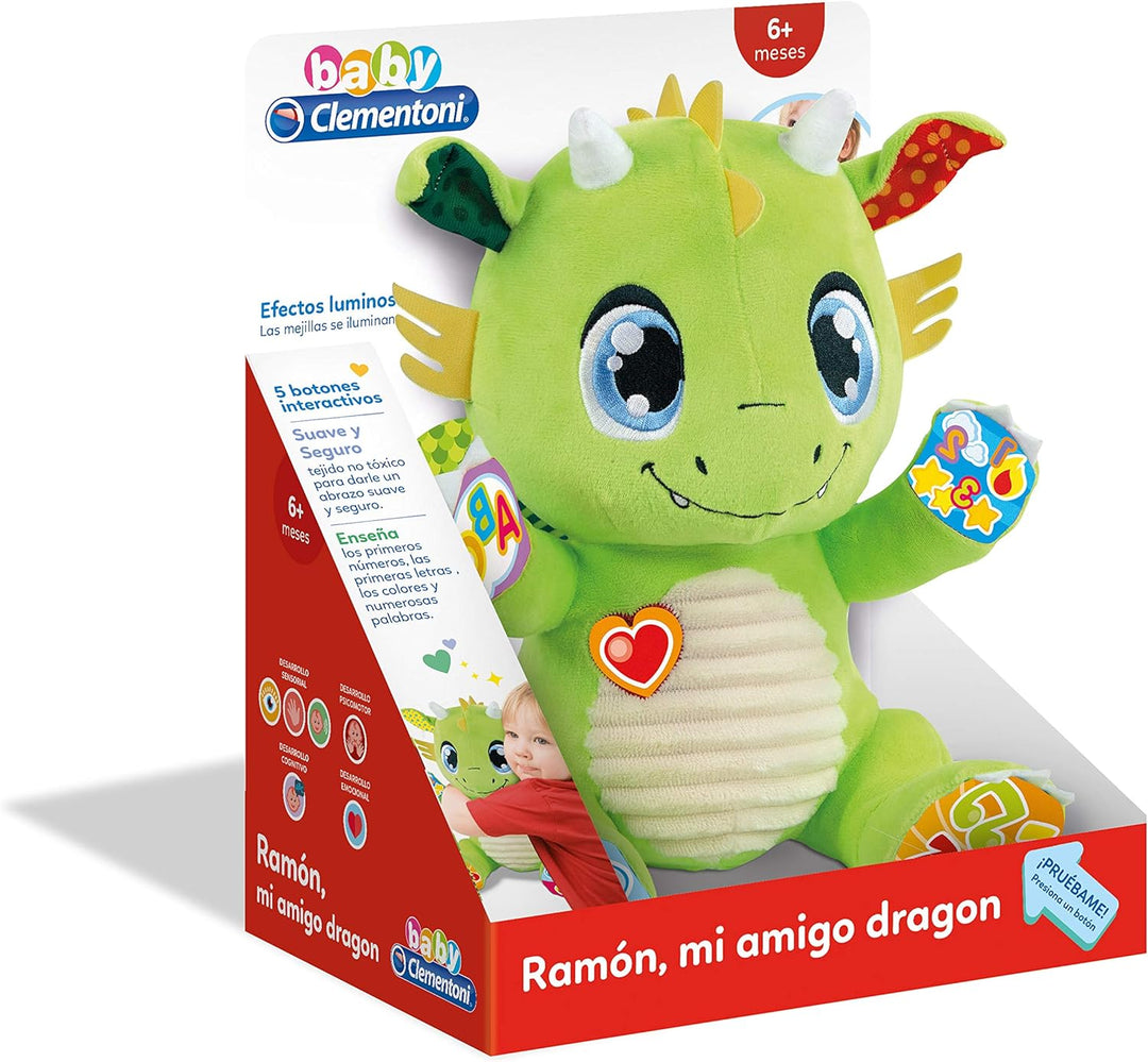 Clementoni - Drache Puppe, Mehrfarbig, 55388, Bunt, One Size kleiner Drache, kleiner Drache