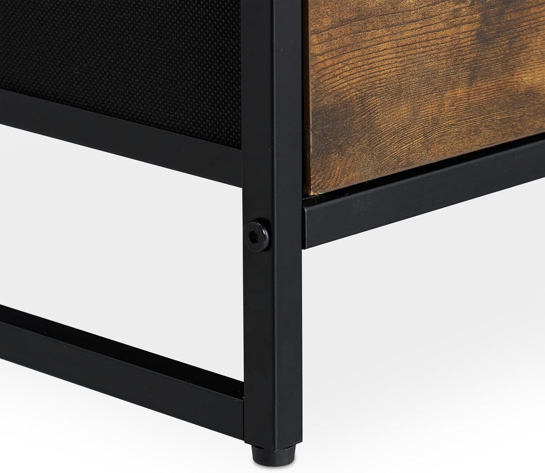 Relaxdays HxBxT 71,5 x 84 x 32,5 cm Kleiderschrank braun-schwarz Kommode Industrial, HBT, Stoff, Met