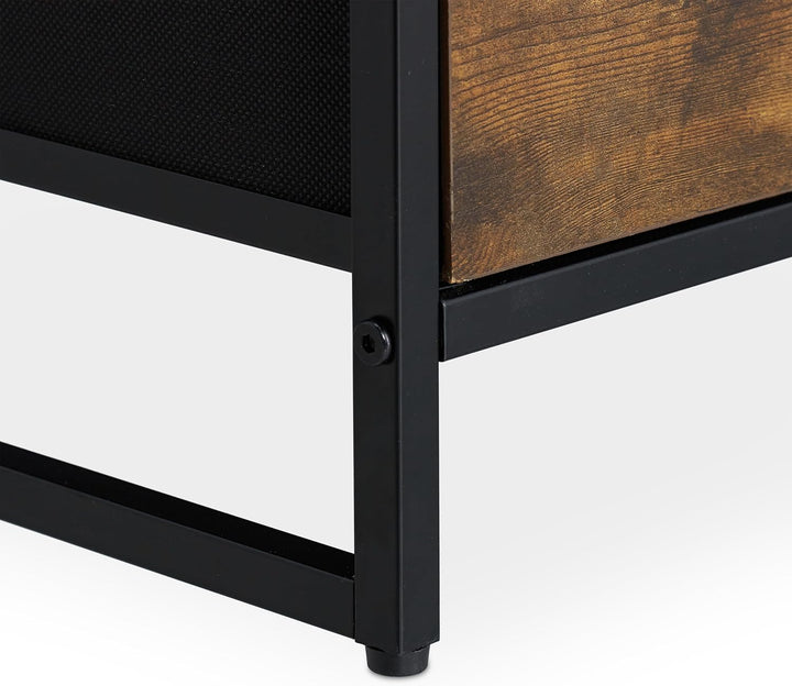 Relaxdays HxBxT 71,5 x 84 x 32,5 cm Kleiderschrank braun-schwarz Kommode Industrial, HBT, Stoff, Met