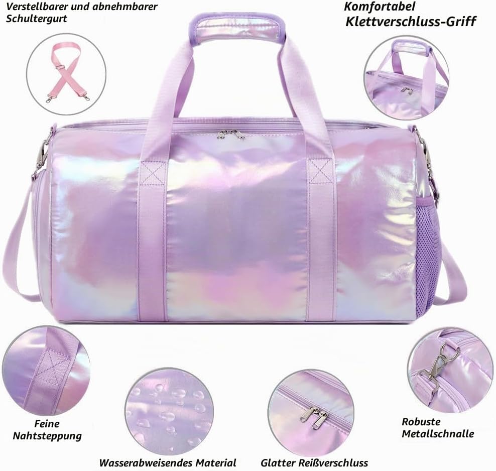 Reisetasche Kinder Sporttasche Kinder Mädchen Weekend Bag Saunatasche Trainingstasche Schwimmtasche