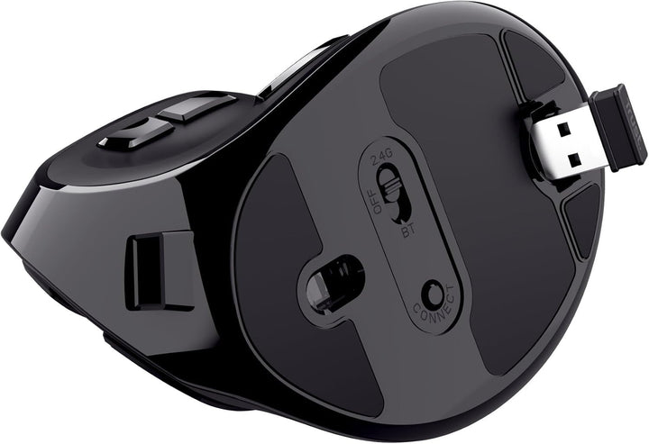 Trust Voxx Vertikale Kabellose Maus, Wiederaufladbare Ergonomische Funkmaus, Bluetooth und 2.4 GHz V