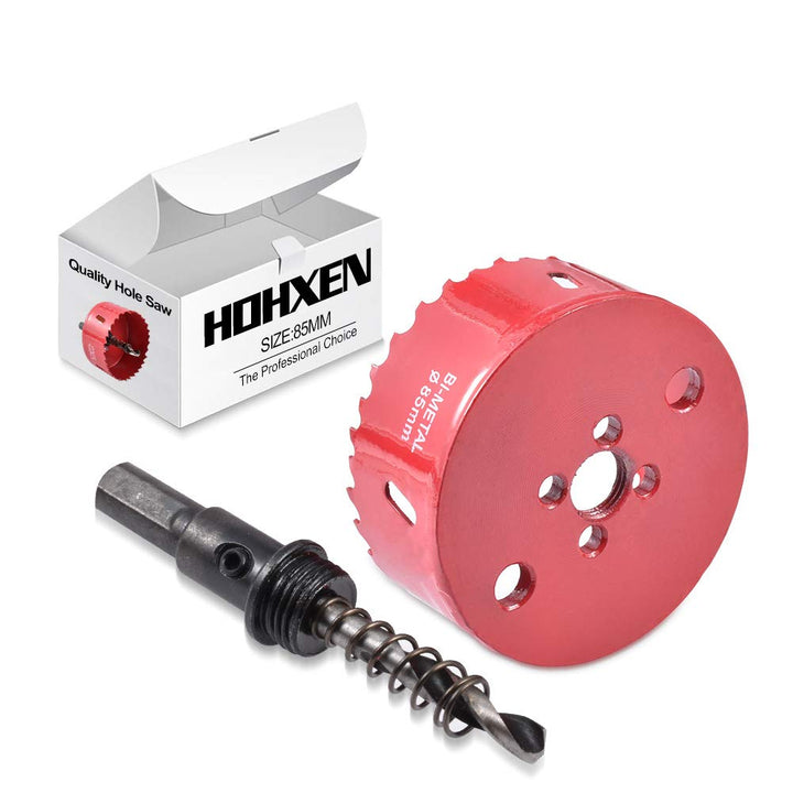 HOHXEN Bimetall lochsäge 85mm Rot,M42 HSS lochschneider fuer Metall,für Holz Aluminium Eisenblech Ro