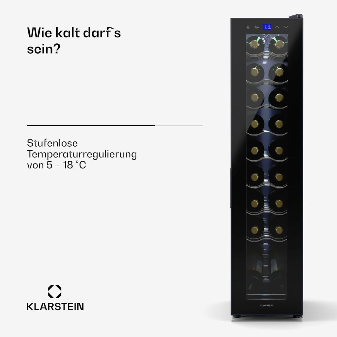 Klarstein Weinkühlschrank,1 Zone Getränkekühlschrank mit Glastür, Leiser Indoor/Outdoor Kühlschrank,