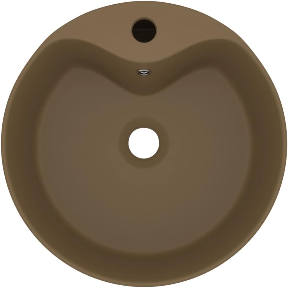 Luxus-Waschbecken mit üBerlauf Matt Creme 36x13 CM Keramik Waschbecken Waschtisch Aufsatzwaschbecken