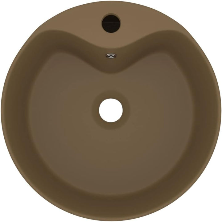 Luxus-Waschbecken mit üBerlauf Matt Creme 36x13 CM Keramik Waschbecken Waschtisch Aufsatzwaschbecken