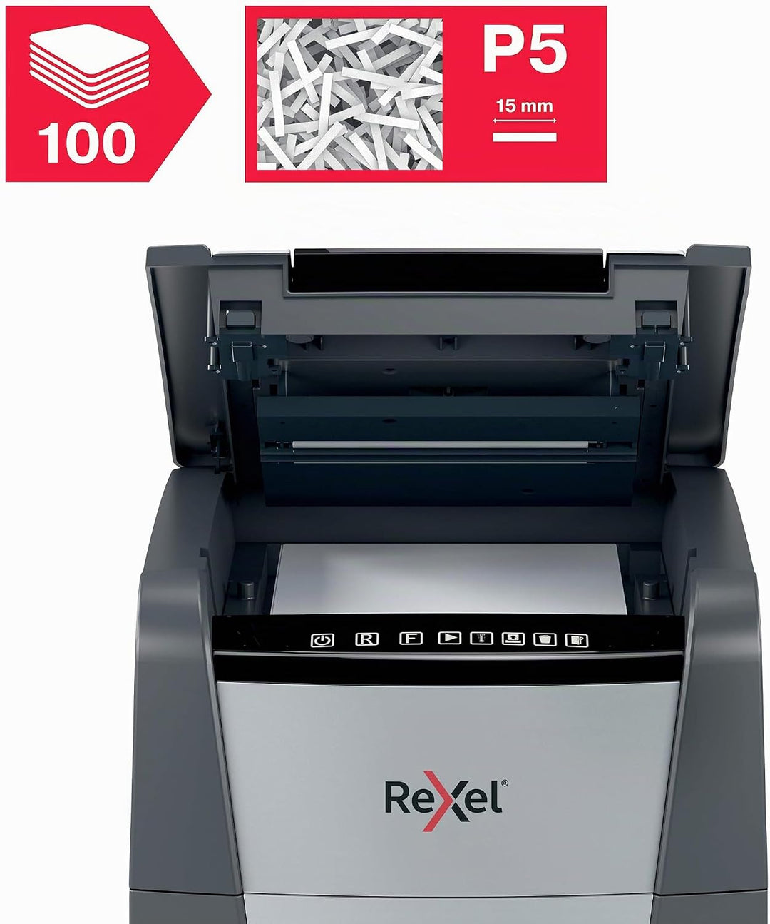 Rexel 202010M Optimum AutoFeed+ 100M Automatischer Aktenvernichter, 100 Blatt automatisch, Sicherhei