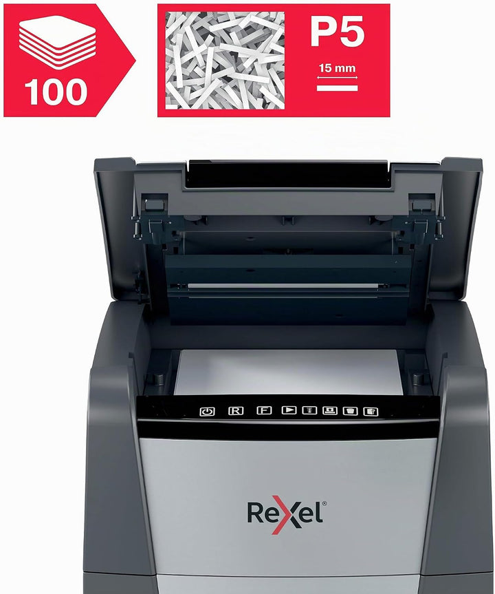 Rexel 202010M Optimum AutoFeed+ 100M Automatischer Aktenvernichter, 100 Blatt automatisch, Sicherhei