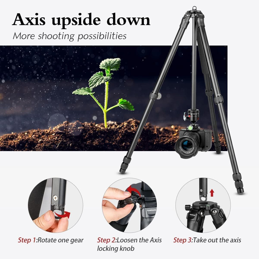 Koolehaoda Kamerastativ 158 cm / 1,36 kg, Kompaktes Leichtes Reisestativ, Einbeinstativ mit 36mm Low