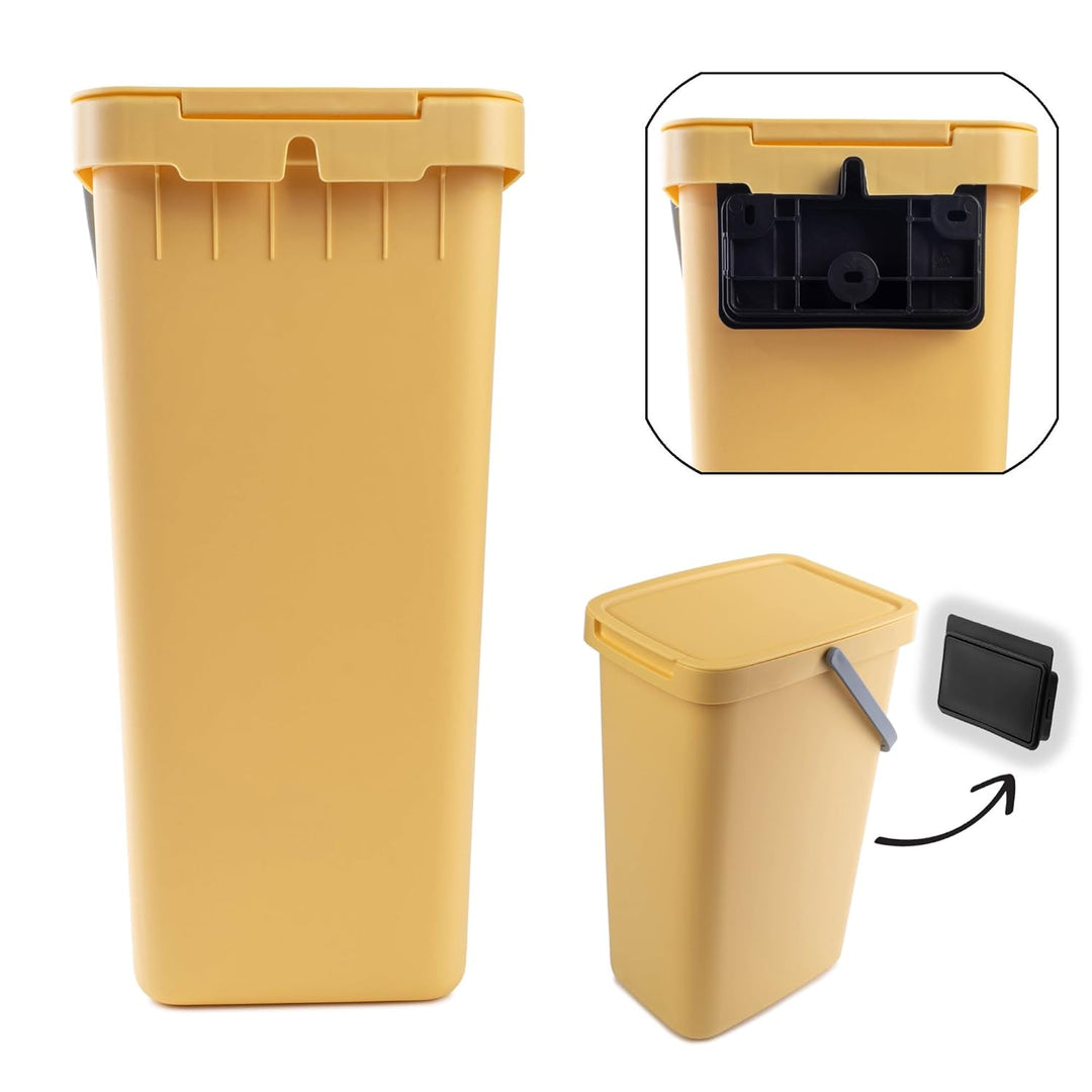 KADAX Abfallbehälter 25L, 3er Set, Abfalleimer aus Plastik mit Deckel und Griff, Mülleimer für Müllt