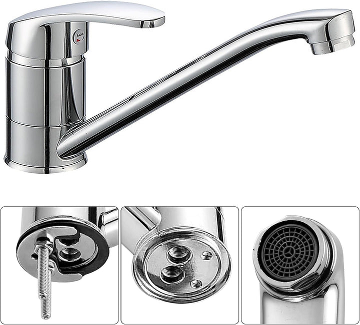 Wasserhahn Küche Chrom Einhebelmischer Mischbatterie Mischbatterie mit 180° schwenkbarem Auslauf, Mi
