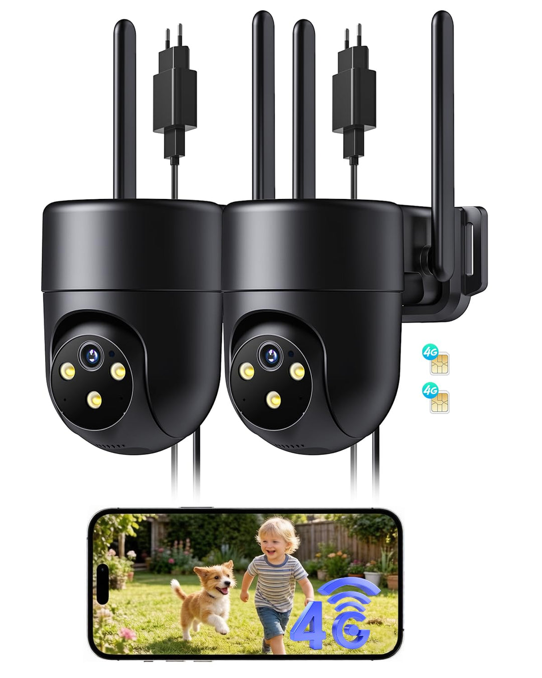 24/7 Aufzeichnung 4G LTE Überwachungskamera Aussen mit SIM Karte, Outdoor Kamera Überwachung Ohne WL