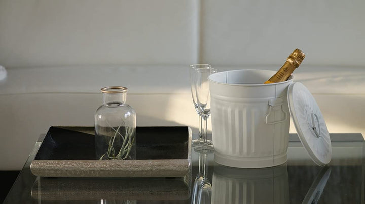 Jinfa 3 Sets Retrodesign Mülleimer mit Deckel | Grau | Ø Höhe 21,5 cm, 7 Liter 3 Stück - 7 Liter - Ø