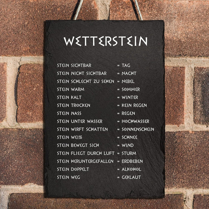 Finest Folia Wetterstein Wetterstation 20x30cm Schieferplatte für Garten Balkon Deko Schiefertafel T