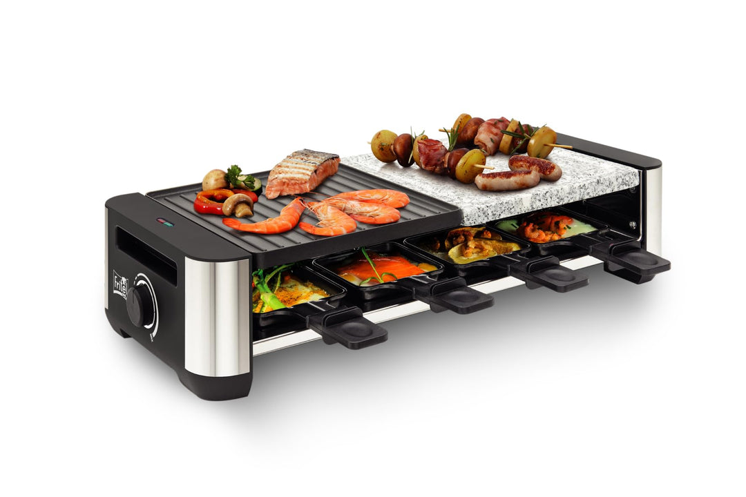FRITEL RSG 3280 Raclette Steingrill - 2 in 1 Backblech - Steingrill und Raclette-Funktion - Wendegri
