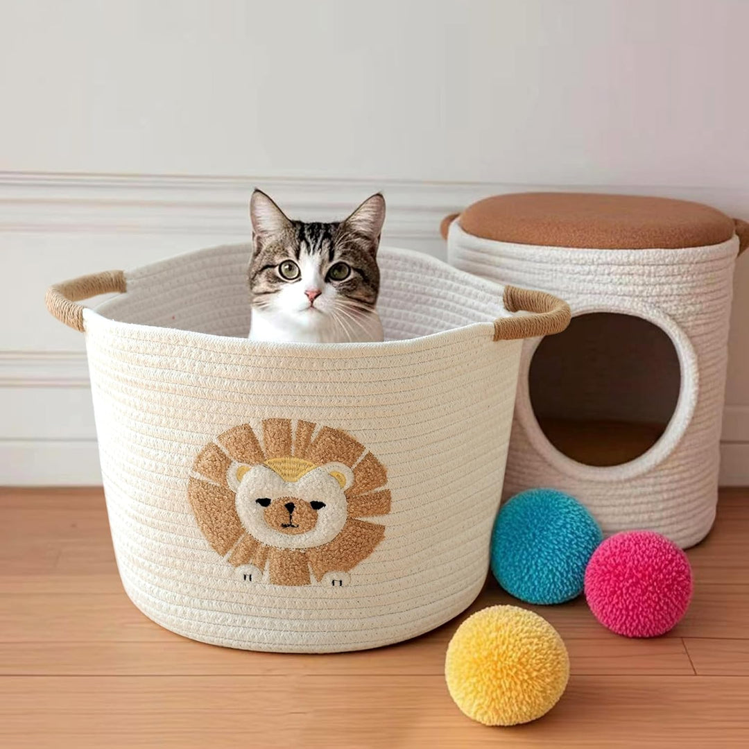 Aufbewahrungskorb Kinder Korb Geflochten Wäschekorb Kinderzimmer Wickeltisch Organizer Korb Mit Löwe