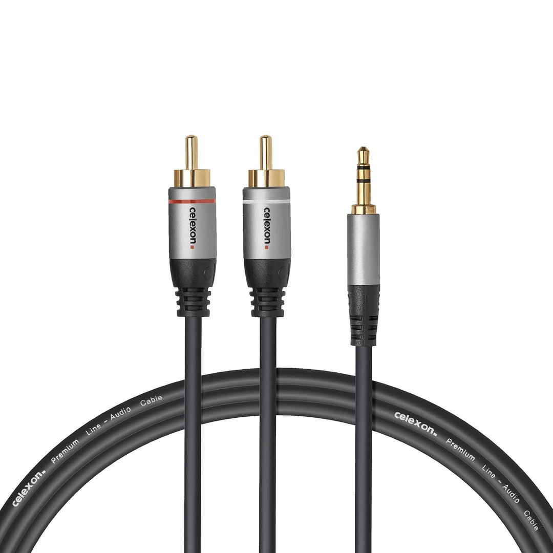 celexon 2x Cinch auf 3,5mm Stereo Klinke Audiokabel 5,0m - Plug &amp; Play - Professional Line 5,0 m 2x