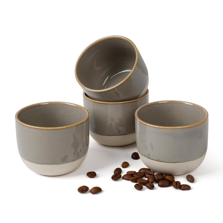 NOVAJOY | Espressotassen Set | 4-teilig | 140 ml | Mini-Espressotasse - Handgefertigt dickwandigem |