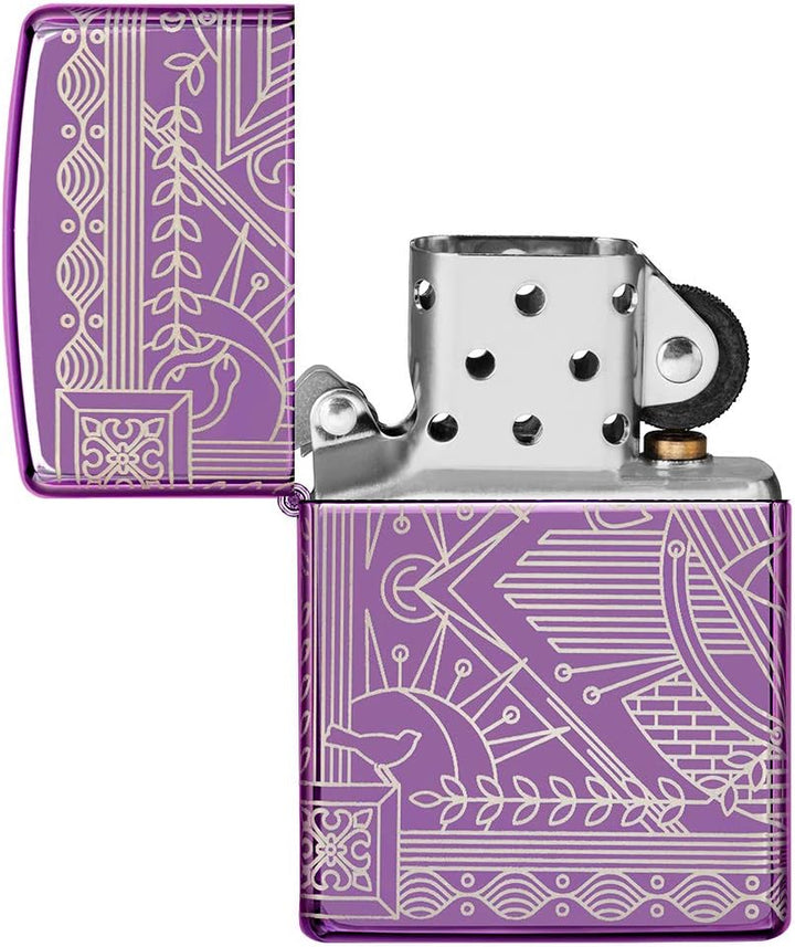 ZIPPO – Sturmfeuerzeug, Hyper Pastiche, 360° Laser Engraved, High Polish Purple, nachfüllbar, in hoc