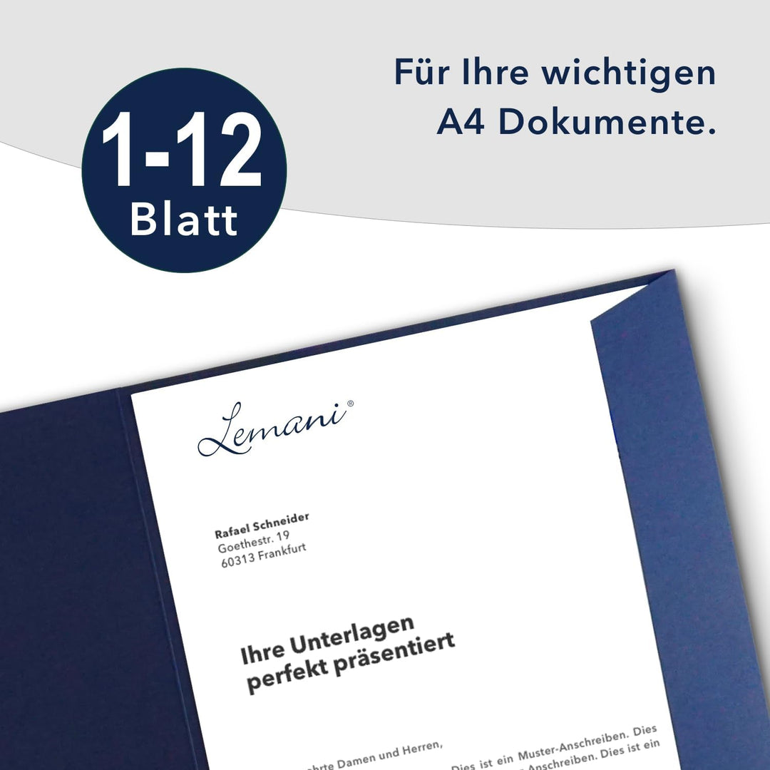 Präsentationsmappe A4 in Marineblau 20 Stück (wählbar) - erhältlich in 7 Farben - direkt vom Herstel