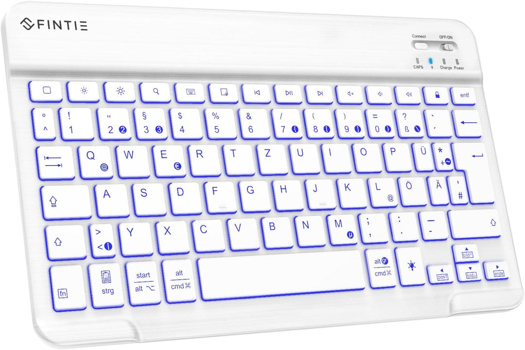 Fintie Bluetooth Tastatur mit Hintergrundbeleuchtung in 7 Farben, iPad Tastatur mit deutschem Layout