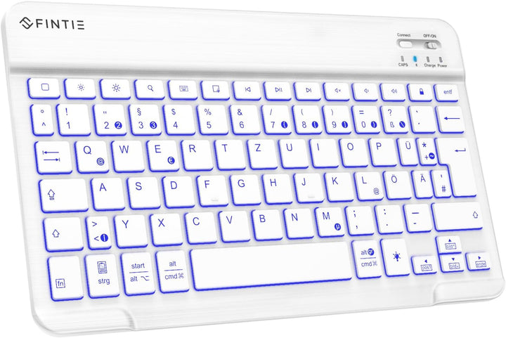 Fintie Bluetooth Tastatur mit Hintergrundbeleuchtung in 7 Farben, iPad Tastatur mit deutschem Layout