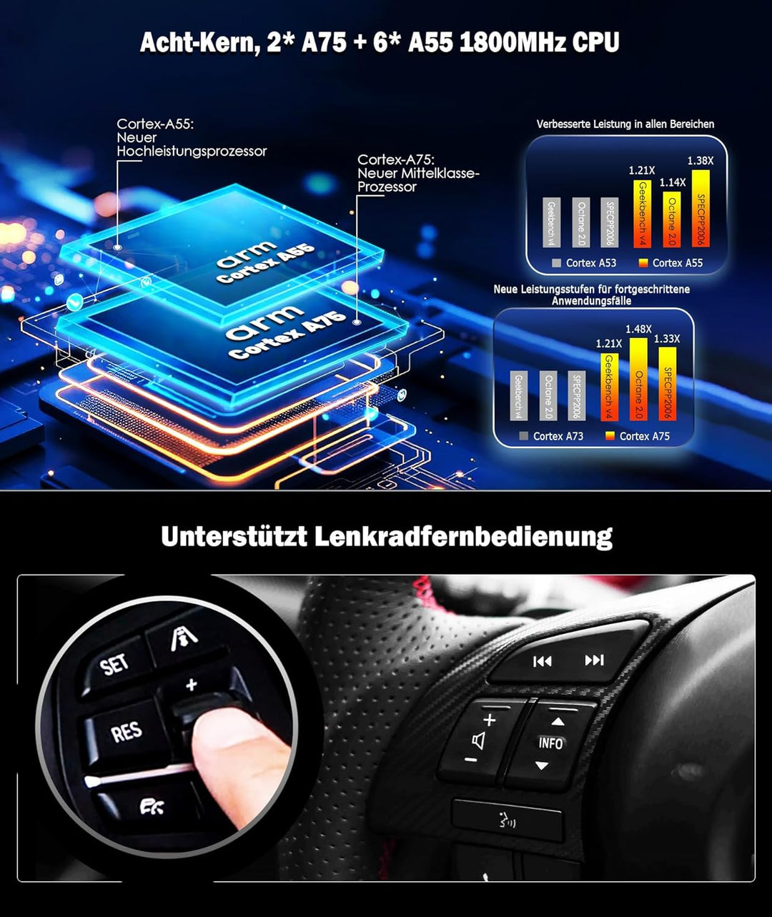Erisin Android 14 6GB+128GB 8-Kern DVD Autoradio Bluetooth GPS Navi für Opel Antara Astra Corsa C/D
