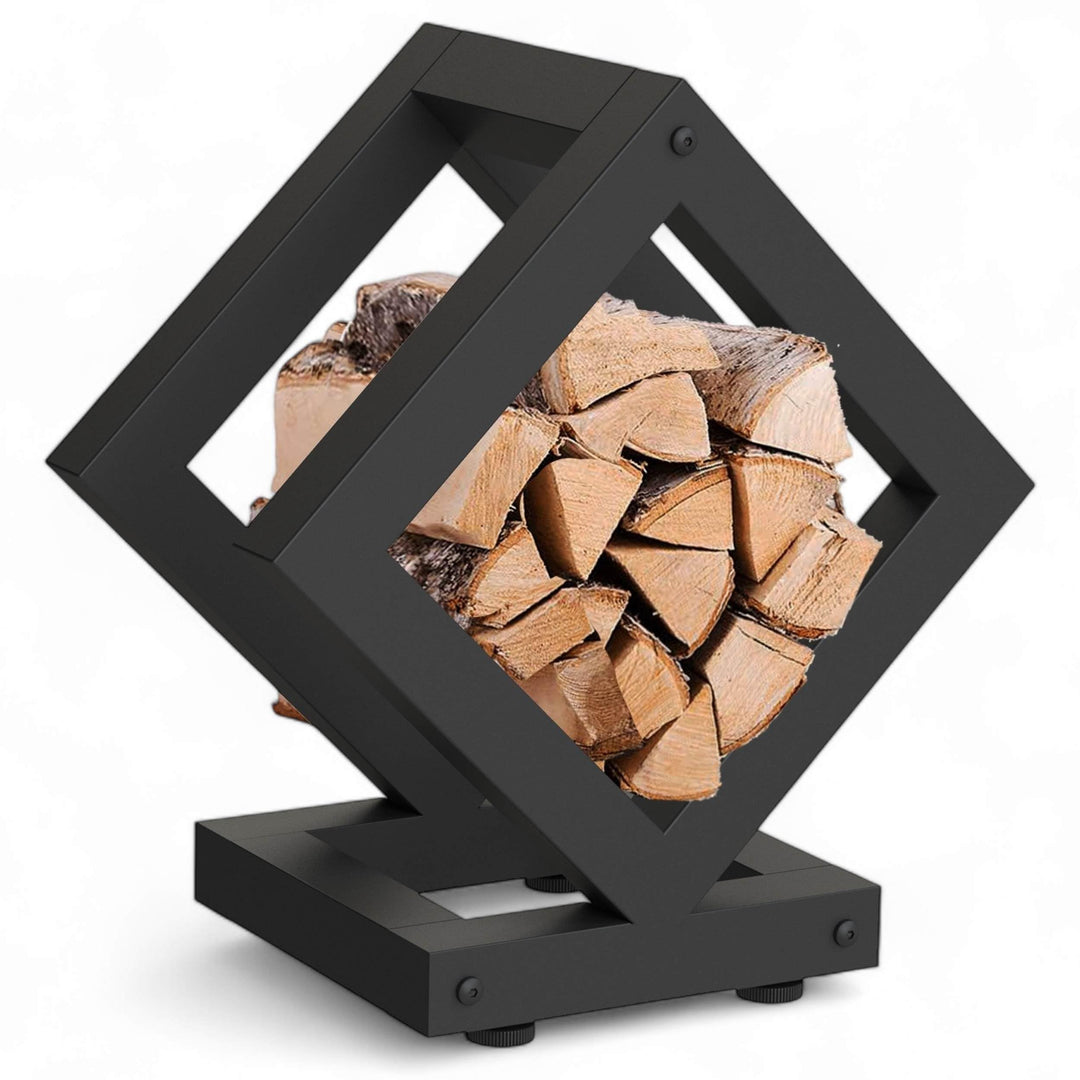 DanDiBo Kaminholzregal Innen Metall Schwarz Würfel Quadratisch 96606 Brennholzregal Holzaufbewahrung