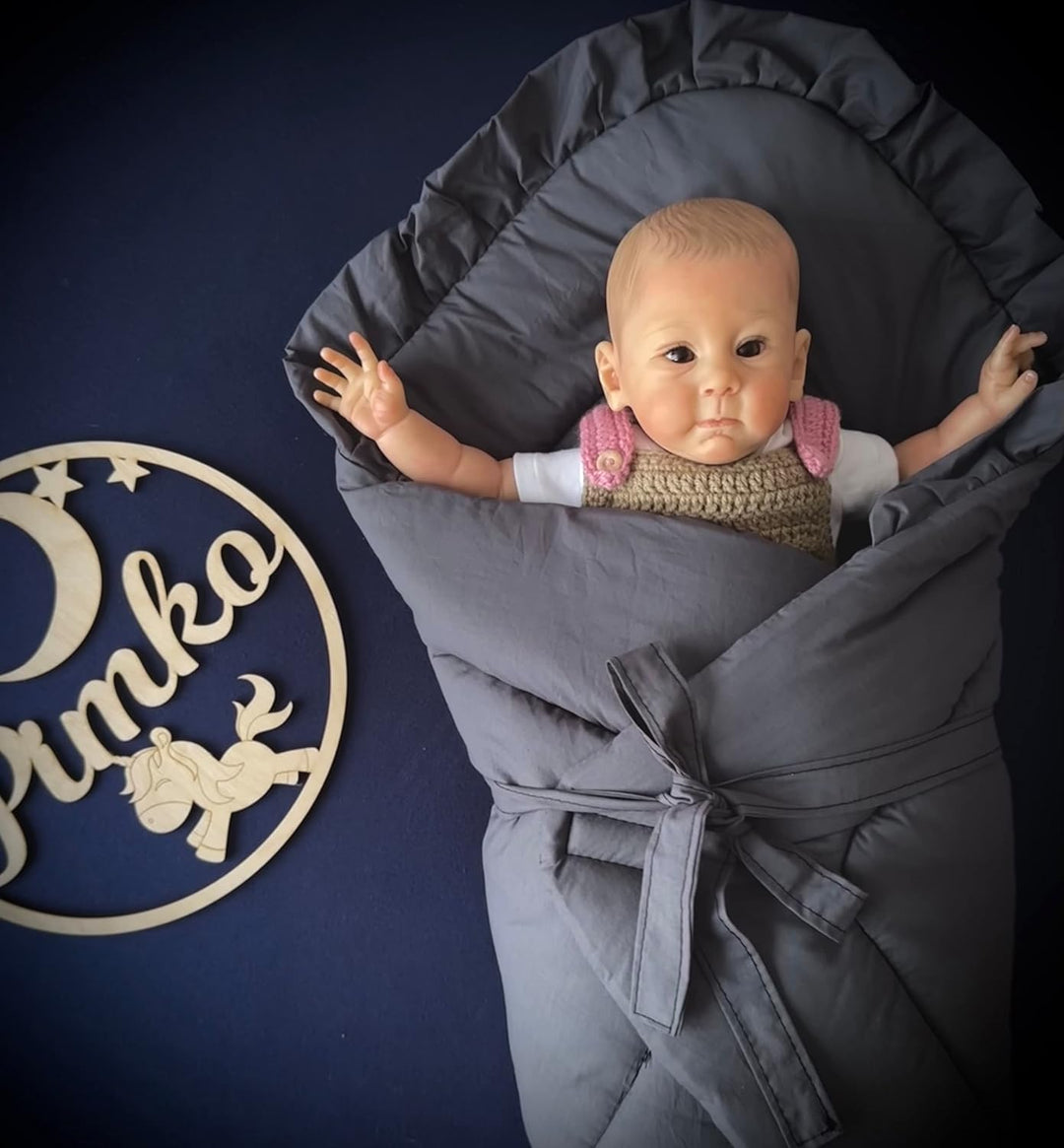 PIMKO Babyhörnchen mit rüschen Einschlagdecke Schlafsack Wickeltuch für Neugeborene und Kleinkinder