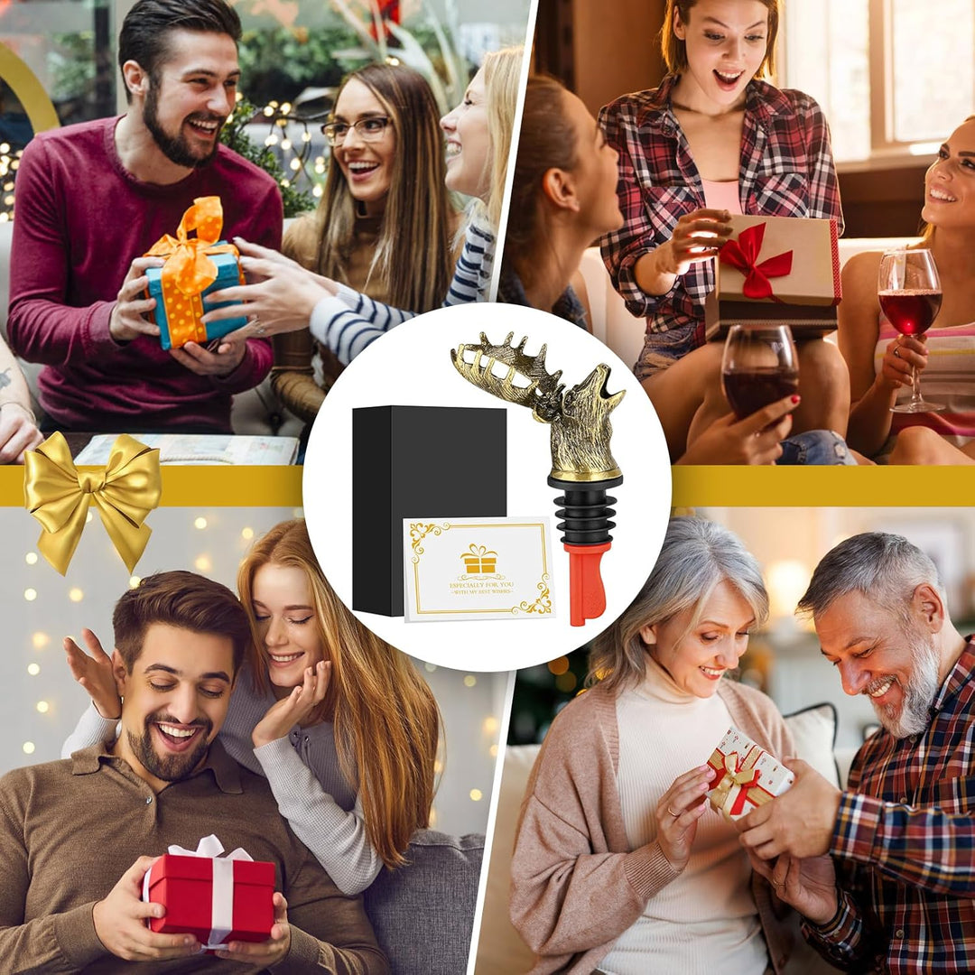 LULLEA Hirschkopf 2-in-1 Weinflaschenverschluss und Ausgiesser, Geschenke für Jäger, Geschenke für M