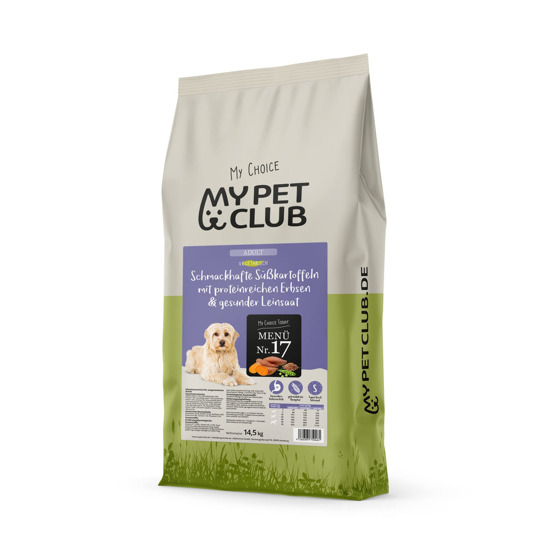 My Pet Club Vegi (1 x 14,5 kg) vegan/vegetarisches Hundefutter Purinarm mit Süsskartoffel I Sensitiv
