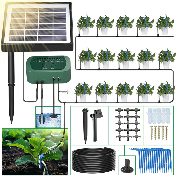 Solar Bewässerungssystem, SoulBay Automatisches Bewässerungssystem Set mit Timer und 150 cm Schlauch