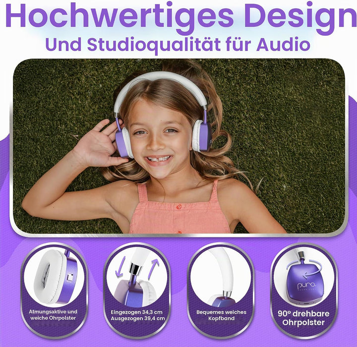 Puro Sound Labs PuroQuiet Plus Lautstärkebegrenzte On-Ear Active Noise Cancelling Bluetooth Kopfhöre