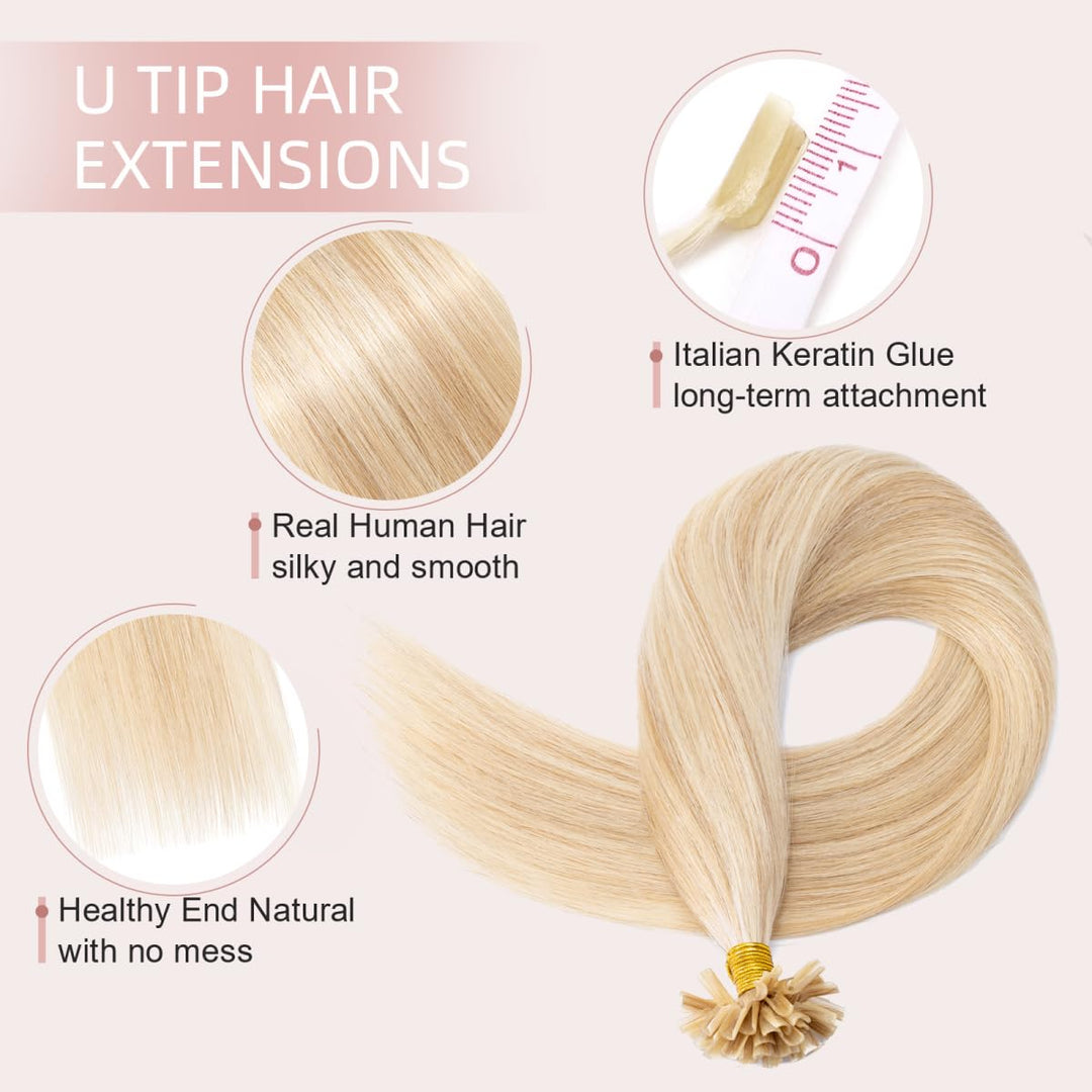 Silk-co Bonding Extensions Echthaar 1g Haarteile Echthaar 100 Stück U-Tip Hair Extensions Weich Glat