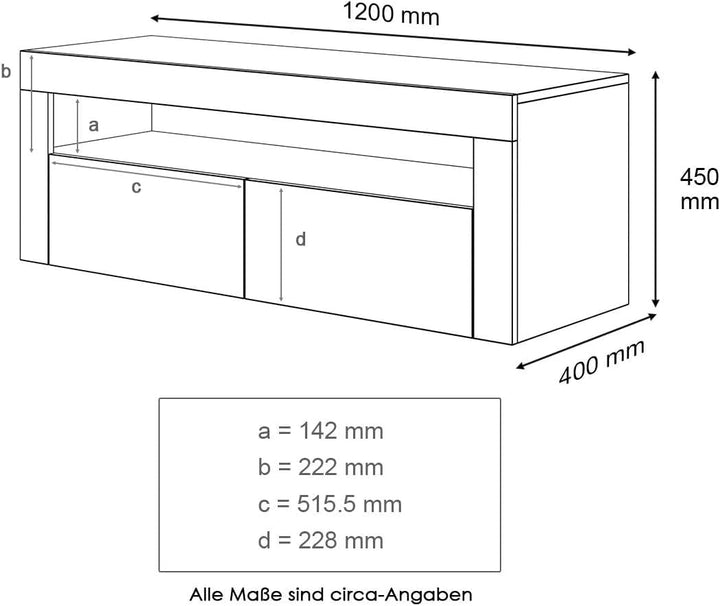 SONNI TV Board, Fernsehtisch, Lowboard Hochglanz,mit LED-Beleuchtung, 12 Farben können eingestellt W