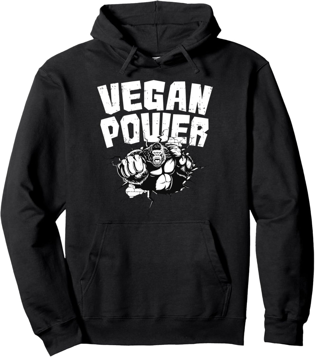 Veganer Weight Lifting Gym Fit Muscle Gorilla Vegan Power Pullover Hoodie