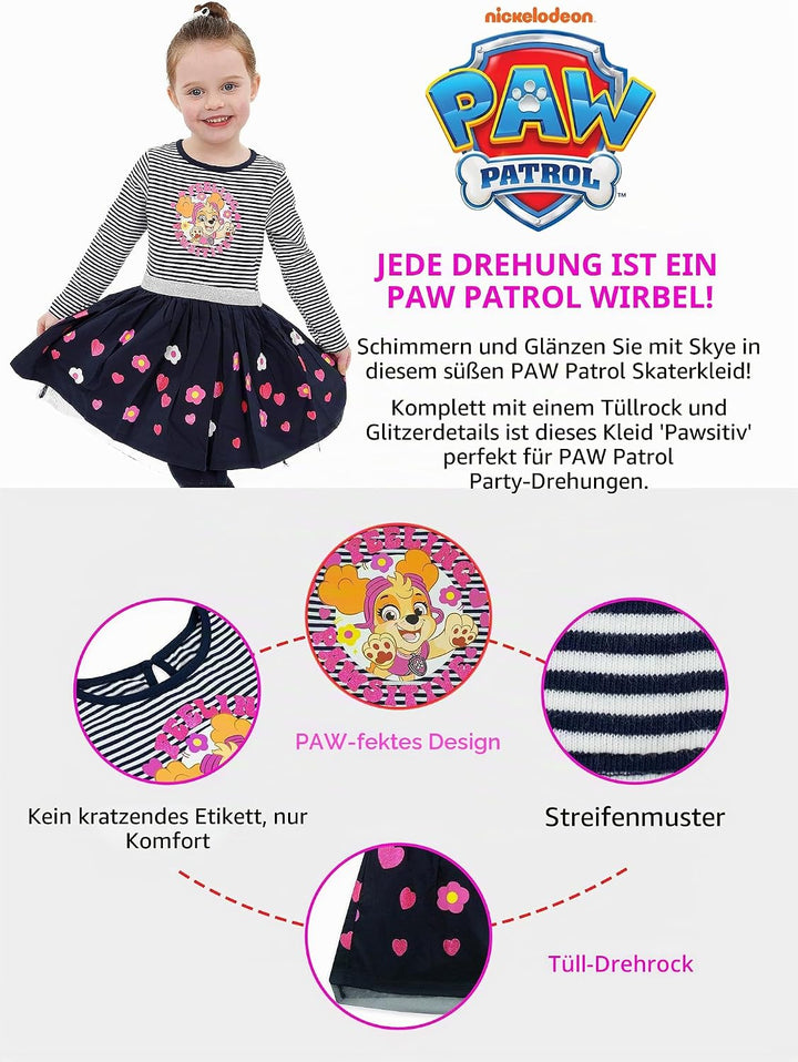 PAW PATROL Kleid Madchen | Skye Kleid Mädchen Festlich | Kinder Kleider 98 Mehrfarbig, 98 Mehrfarbig