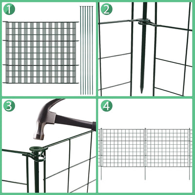 Randaco Teichzaun Gartenzaun 5tlg Set, Gartenzäune Dekorative mit 11 Zaunelemente-5 Zaunelemente und