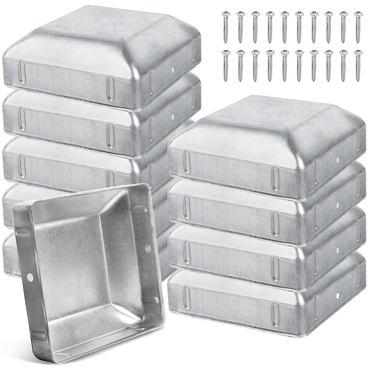 Pfostenkappen Pfostenkappe 9x9cm Stahl Verzinkt Flache Form Zaunpfosten Kappen Pfostenabdeckung für