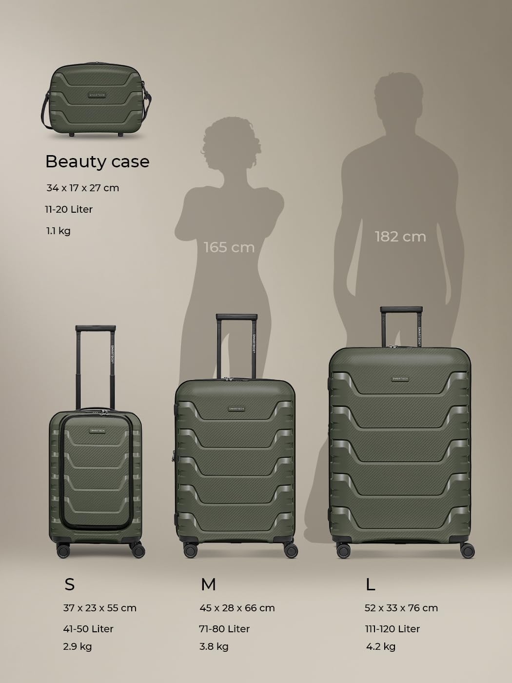 Smartbox Hartschalen Kabinen-Koffer mit Laptopfach | Kleiner Trolley 36 x 22 x 55 cm & Frontöffnung