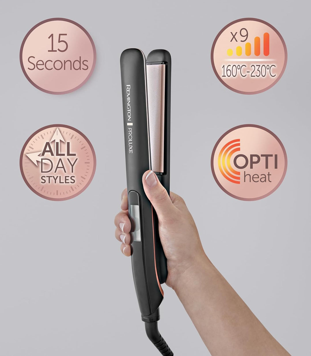 Remington Glätteisen [schmale, 110mm lange Keramikstylingplatten] PROluxe Midnight (OPTIheat Technol