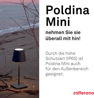 Zafferano Poldina Pro Mini - Dimmbare LED-Tischlampe aus Aluminium, Schutzart IP54, Verwendung im In